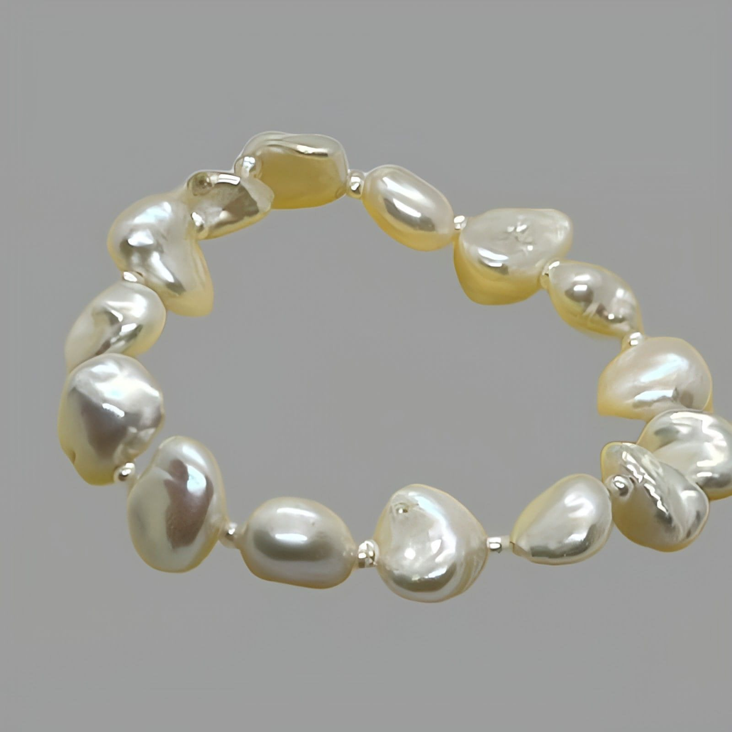 Two Pearl Stretch Bead Bracelet