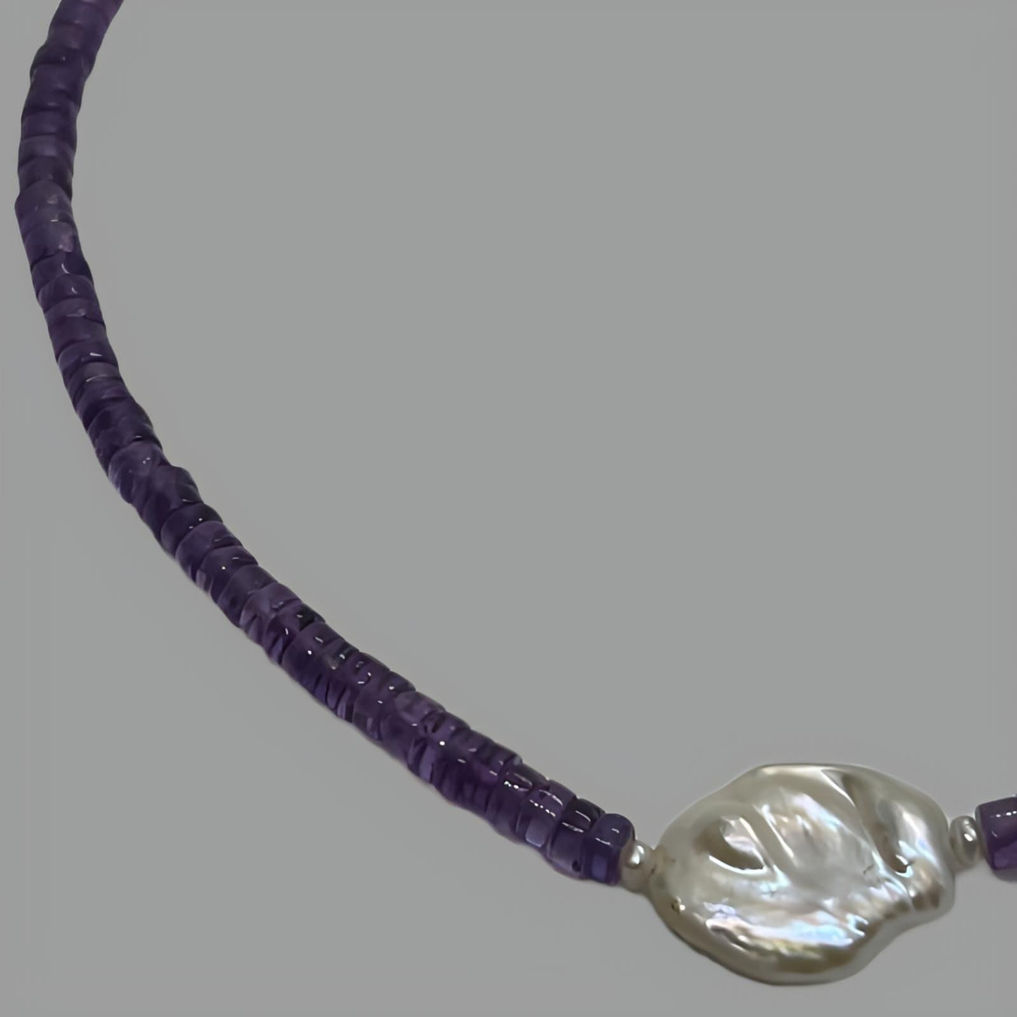 Amethyst and Pearl Necklace 36cm (14")