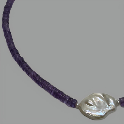 Amethyst and Pearl Necklace 36cm (14")