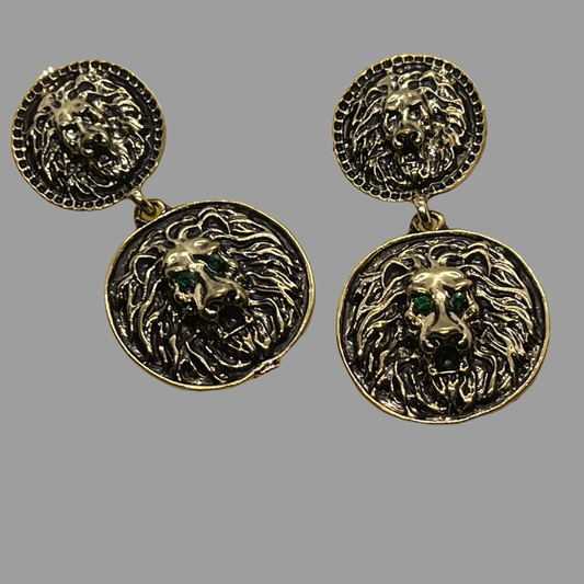 Gōld Metal Lion Drop Earrings