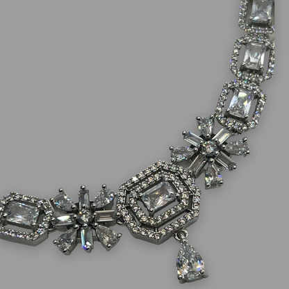 Rhodium Plated Polène Cubic Zirconia Necklace 43cm (16")