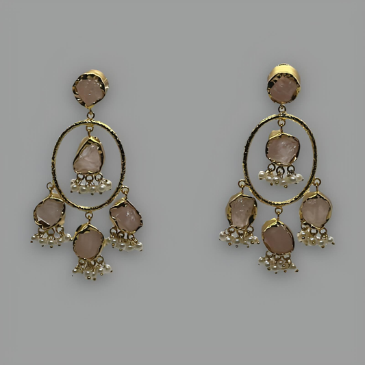 18K Gold Plated Rose Perlée Earrings