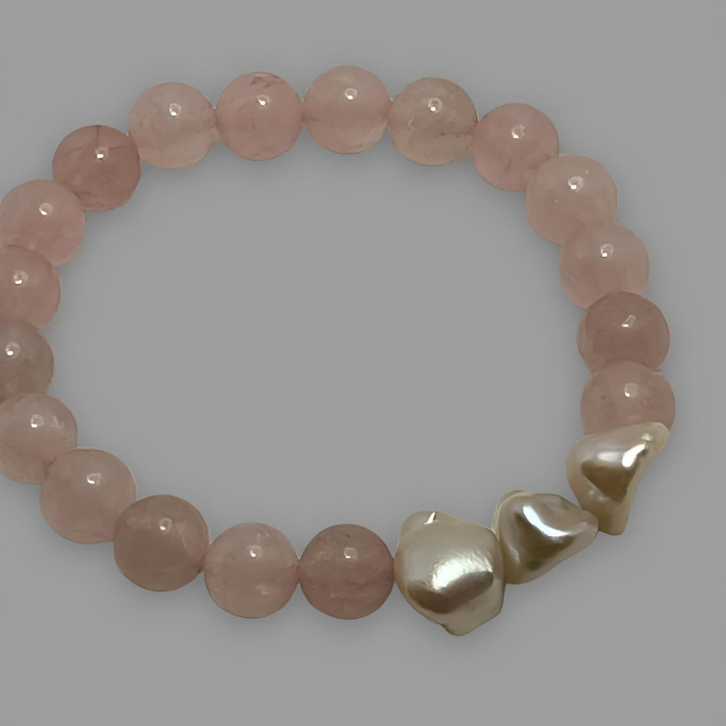 Rose Quartz and Pearl Stretch Bead Bracelet