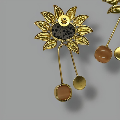 18K Gold Plated Fleur Drop Earrings