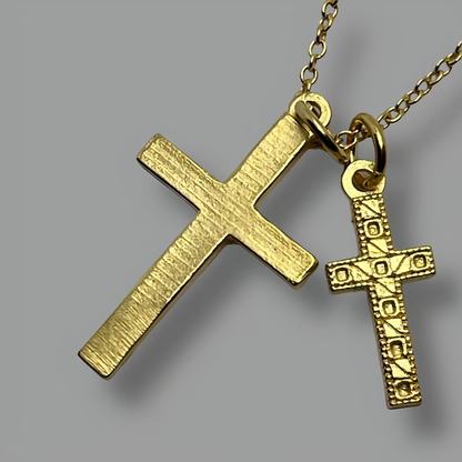 18K Gold Plated Noir Cross Necklace 40cm (16")