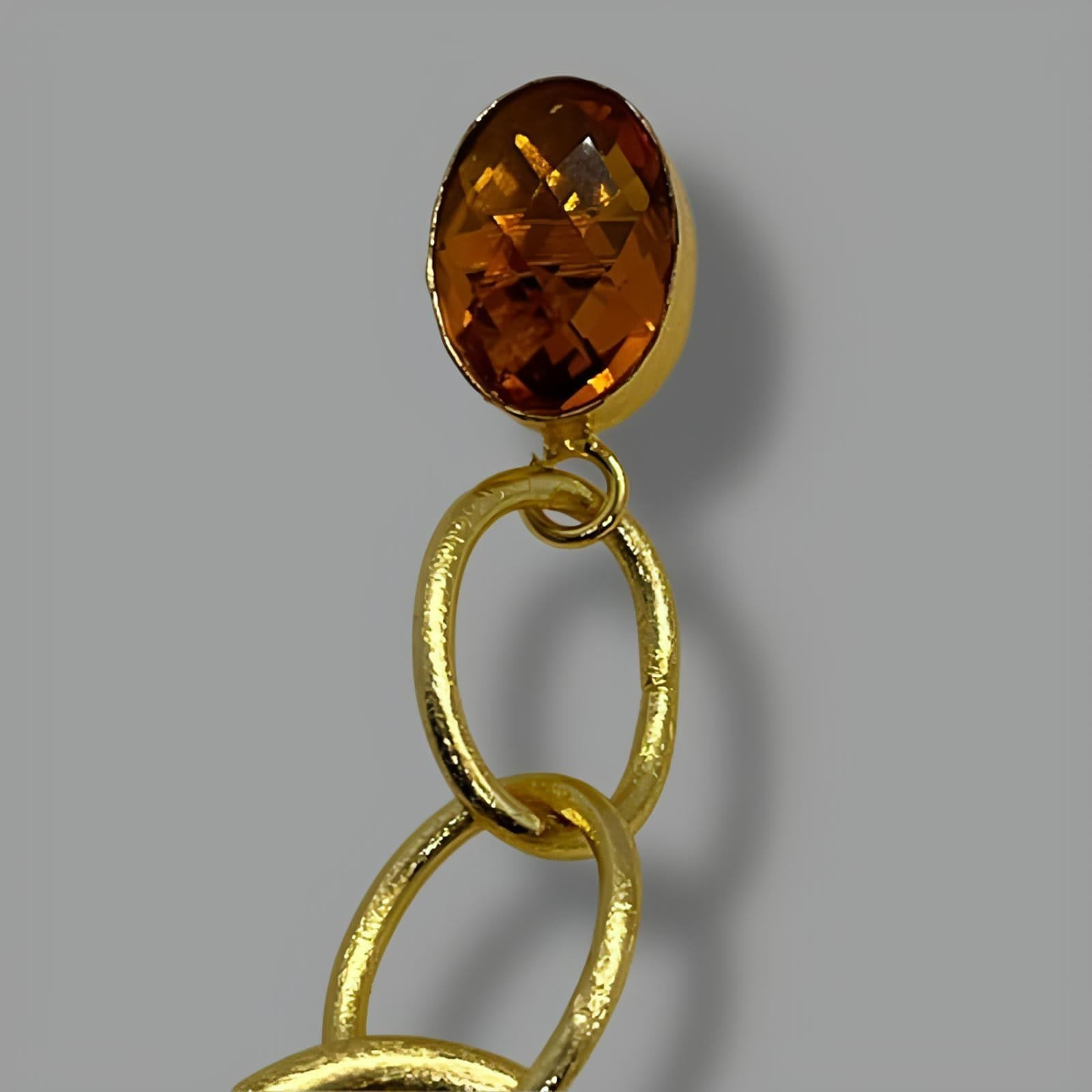 18K Gold Plated Citrine Ring Drop Earrings