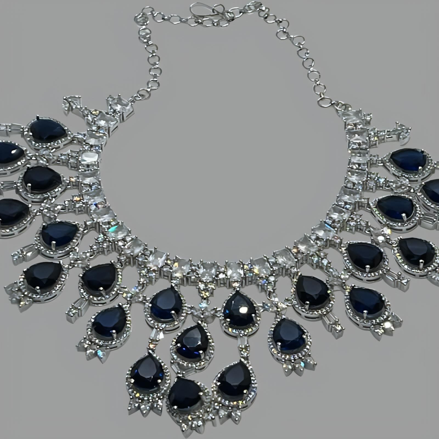 Rhodium Plated Fontaine Cubic Zirconia Necklace 32cm (12.6")