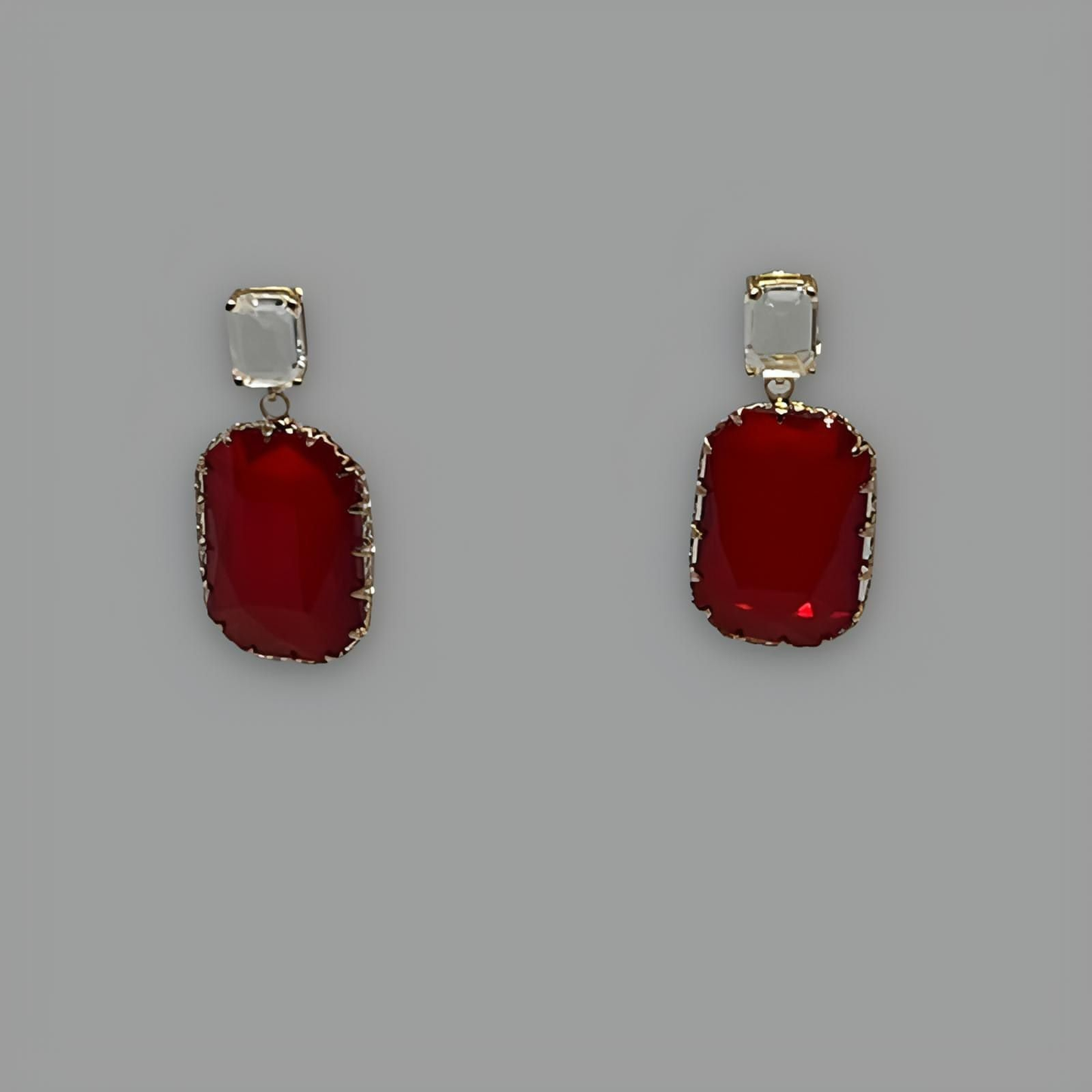 NōIR Red Crystal Drop Earrings