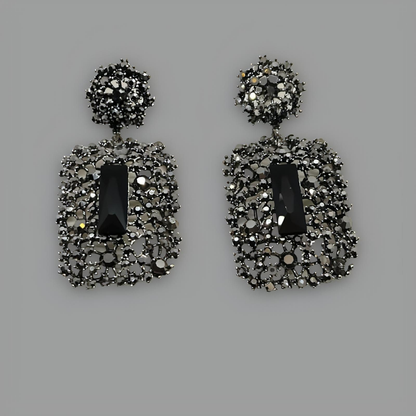 Boucles d'oreilles en cristal noir NōIR