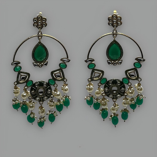 18K Gold Plated Cristal Vert Earrings