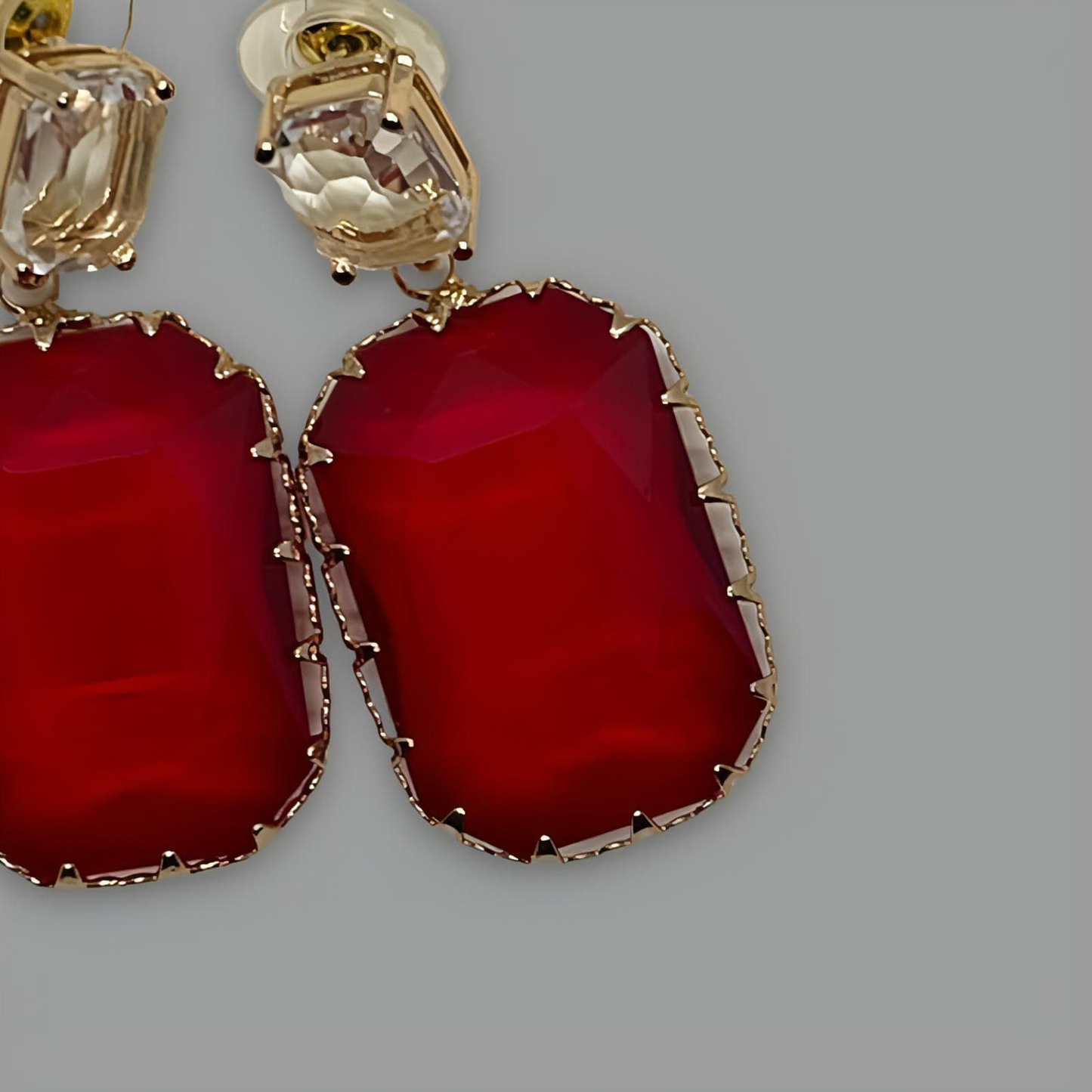 NōIR Red Crystal Drop Earrings