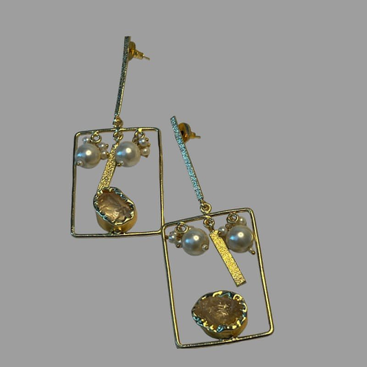 18K Gold Plated Square Drop Earrings