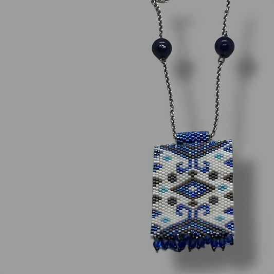 Blue Aztec Chain Necklace