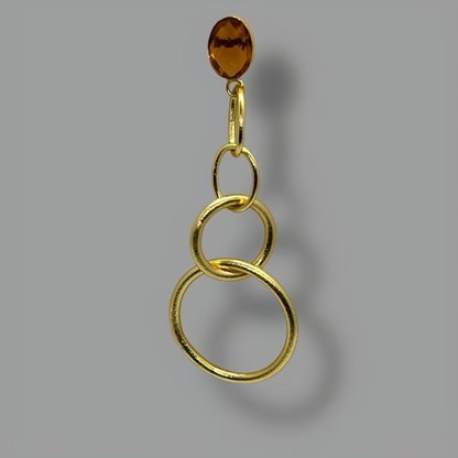 18K Gold Plated Citrine Ring Drop Earrings