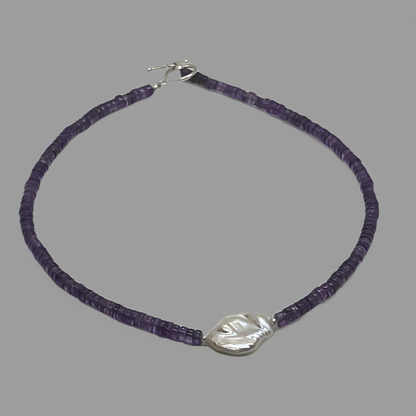 Amethyst and Pearl Necklace 36cm (14")