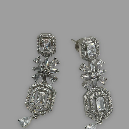 Rhodium Plated Polène Cubic Zirconia Earrings