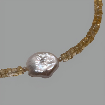 Citrine and Pearl Necklace 36cm (14")