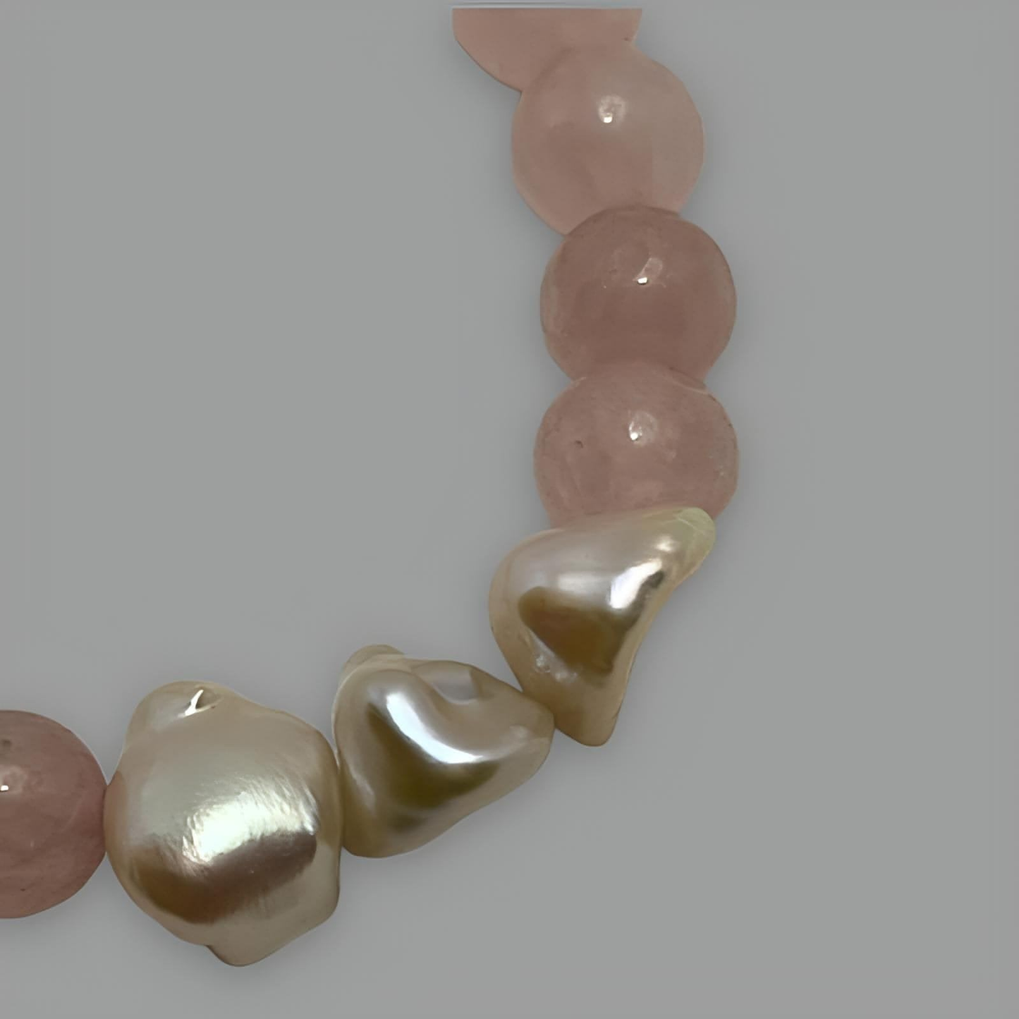 Rose Quartz and Pearl Stretch Bead Bracelet