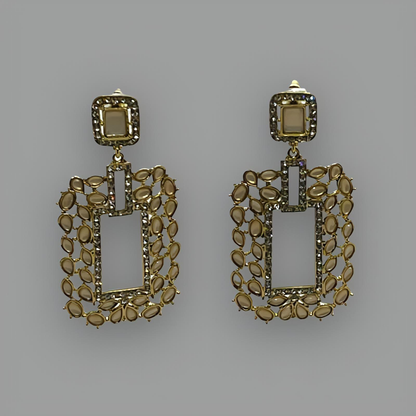 Boucles d'Oreilles Cristal Brillant Plaqué Or 18K