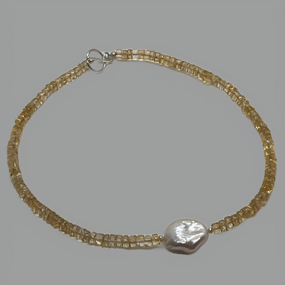 Citrine and Pearl Necklace 36cm (14")