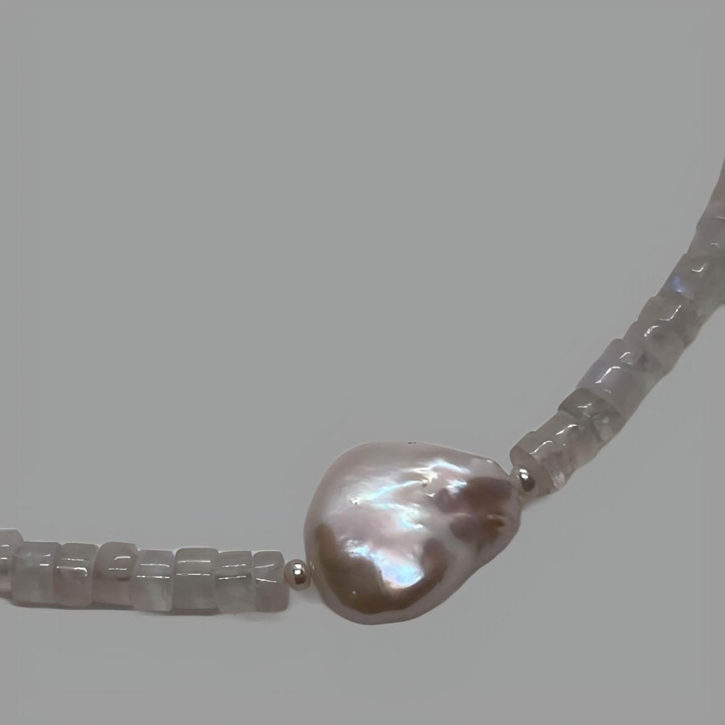 Moonstone and Pearl Necklace 36cm (14")