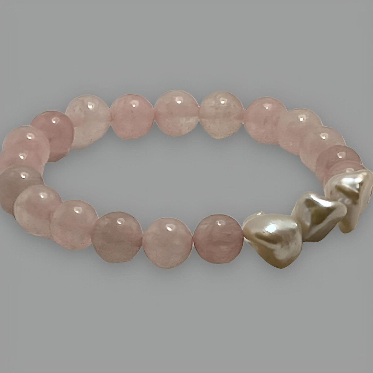 Rose Quartz and Pearl Stretch Bead Bracelet