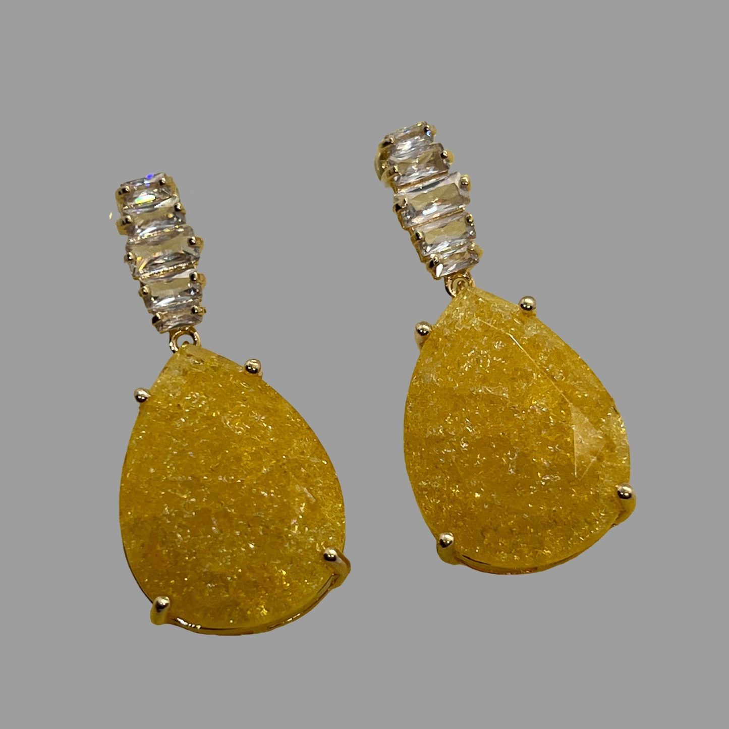 NōIR Gold Tear Drop Crystal Earrings