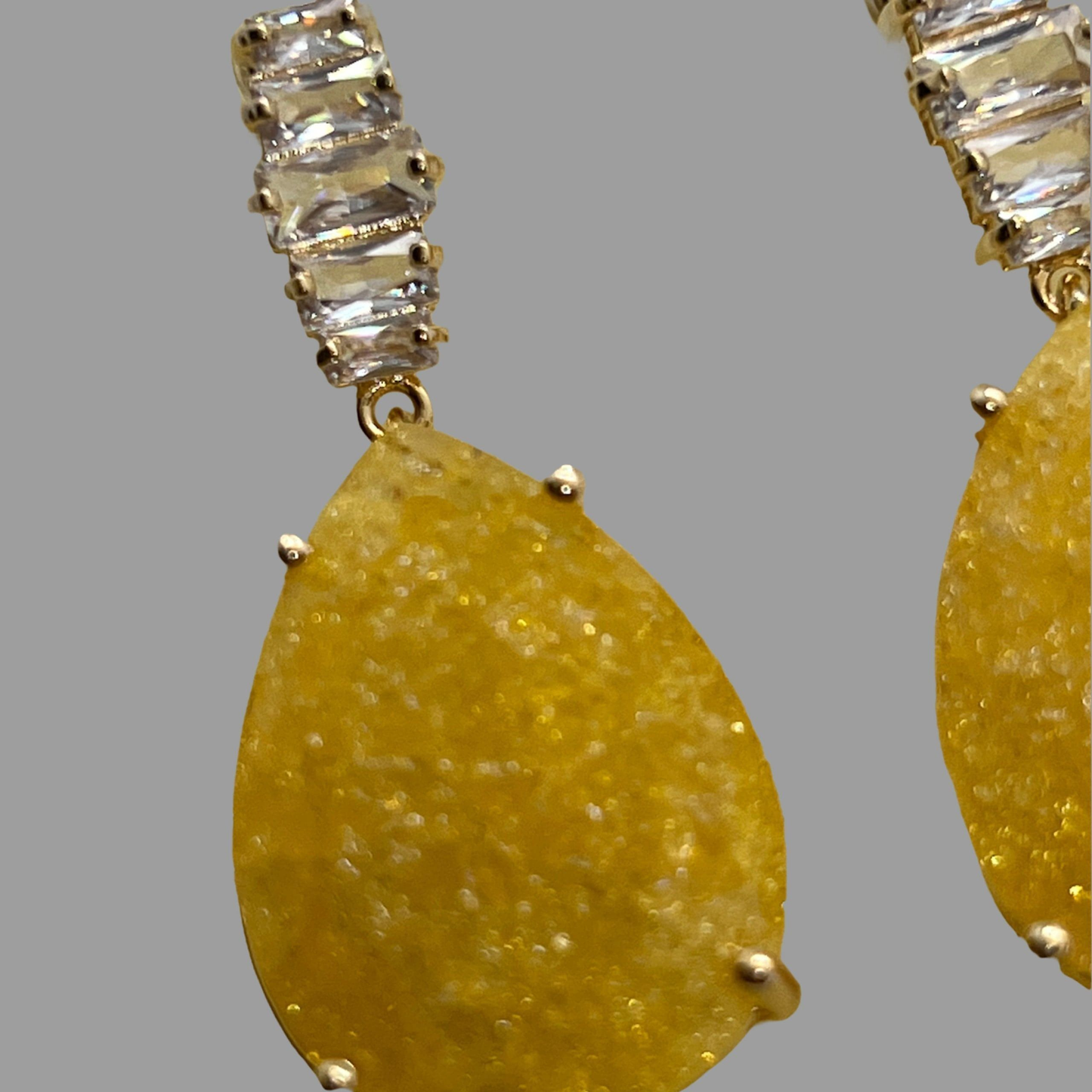 NōIR Gold Tear Drop Crystal Earrings